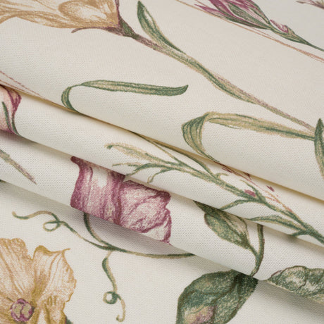 Printed Cotton Canvas - Peony Flowering Stems and Butterflies - British Imported