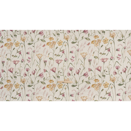 Printed Cotton Canvas - Peony Flowering Stems and Butterflies - British Imported