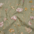 Printed Cotton Canvas - Sage Flowering Stems and Butterflies - British Imported
