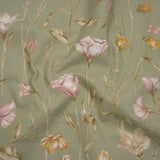 Printed Cotton Canvas - Sage Flowering Stems and Butterflies - British Imported
