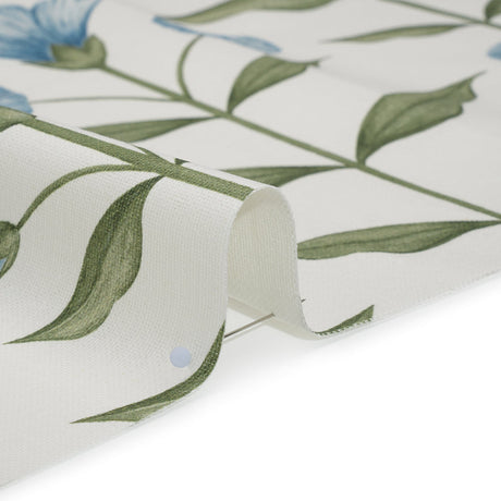 Printed Cotton Canvas - Bluebell Balanced Flower Stems - British Imported