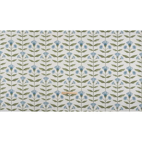 Printed Cotton Canvas - Bluebell Balanced Flower Stems - British Imported