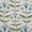 Printed Cotton Canvas - Bluebell Balanced Flower Stems - British Imported