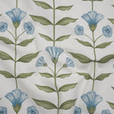 Printed Cotton Canvas - Bluebell Balanced Flower Stems - British Imported