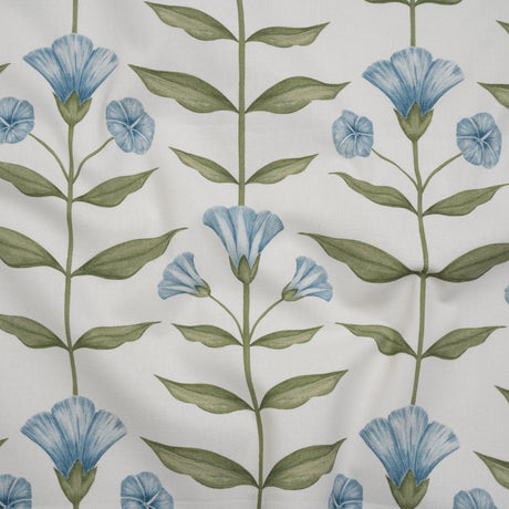 Printed Cotton Canvas - Bluebell Balanced Flower Stems - British Imported