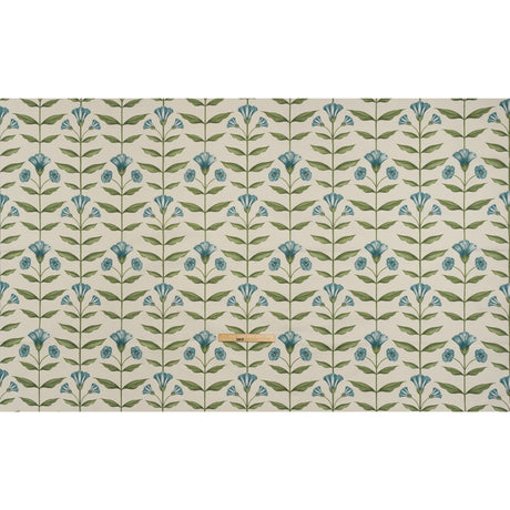 Printed Cotton Canvas - Kingfisher Balanced Flower Stems - British Imported