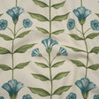 Printed Cotton Canvas - Kingfisher Balanced Flower Stems - British Imported