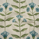 Printed Cotton Canvas - Kingfisher Balanced Flower Stems - British Imported