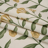 Printed Cotton Canvas - Marigold Balanced Flower Stems - British Imported