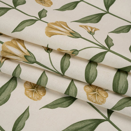 Printed Cotton Canvas - Marigold Balanced Flower Stems - British Imported