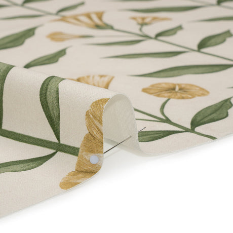 Printed Cotton Canvas - Marigold Balanced Flower Stems - British Imported