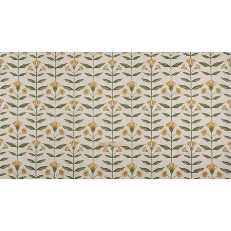 Printed Cotton Canvas - Marigold Balanced Flower Stems - British Imported
