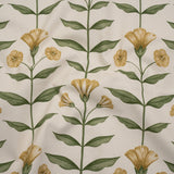 Printed Cotton Canvas - Marigold Balanced Flower Stems - British Imported
