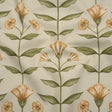 Printed Cotton Canvas - Ochre Balanced Flower Stems - British Imported
