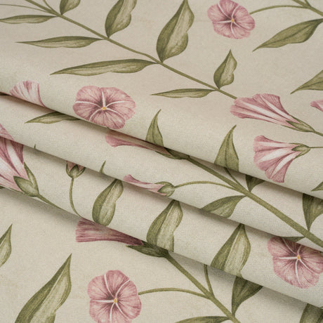 Printed Cotton Canvas - Sage Balanced Flower Stems - British Imported