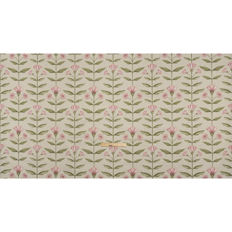 Printed Cotton Canvas - Sage Balanced Flower Stems - British Imported