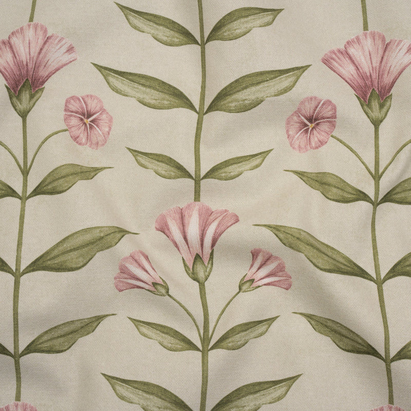 Printed Cotton Canvas - Sage Balanced Flower Stems - British Imported