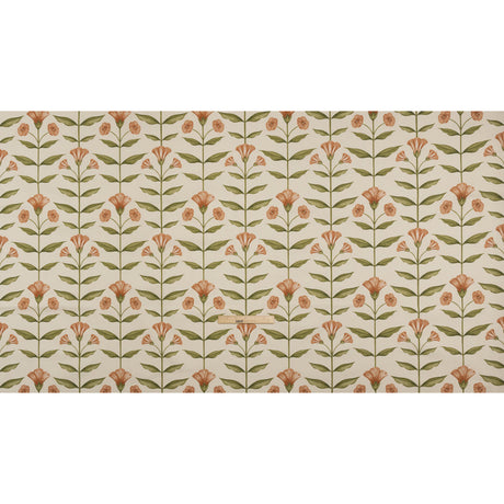 Printed Cotton Canvas - Terracotta Balanced Flower Stems - British Imported