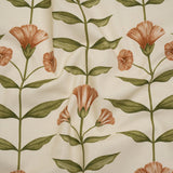 Printed Cotton Canvas - Terracotta Balanced Flower Stems - British Imported
