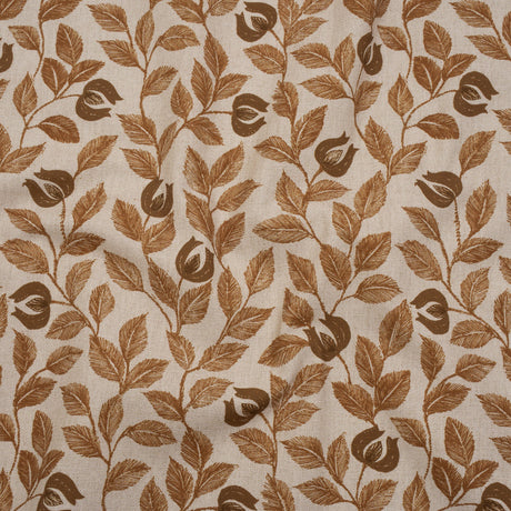 Printed Cotton Canvas - Ginger Budding Flowers and Leaves - British Imported