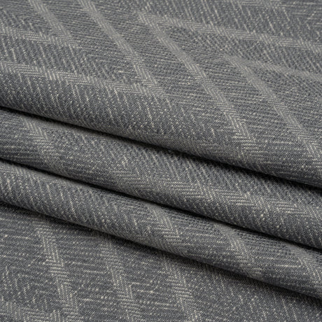 Recycled Polyester and Cotton Drapery Twill Woven - Ink Chevrons - British Imported