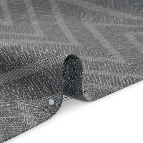 Recycled Polyester and Cotton Drapery Twill Woven - Ink Chevrons - British Imported