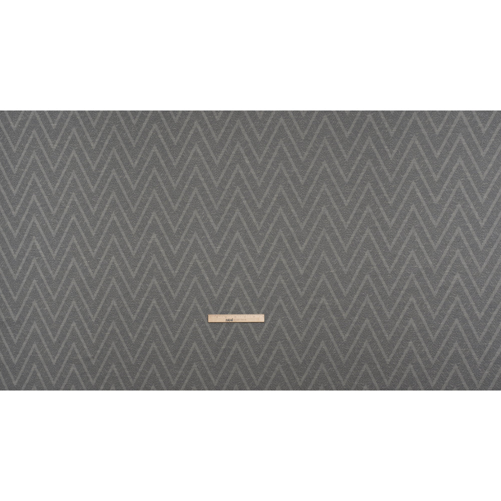Recycled Polyester and Cotton Drapery Twill Woven - Ink Chevrons - British Imported