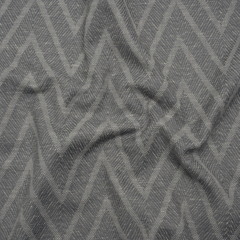 Recycled Polyester and Cotton Drapery Twill Woven - Ink Chevrons - British Imported