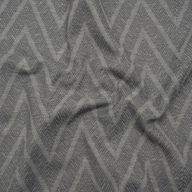 Recycled Polyester and Cotton Drapery Twill Woven - Ink Chevrons - British Imported