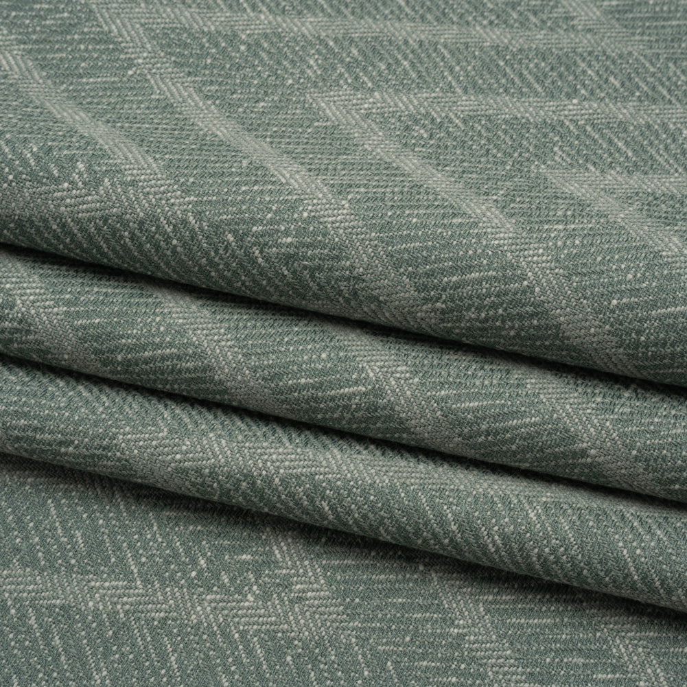 Recycled Polyester and Cotton Drapery Twill Woven - Kingfisher Chevrons - British Imported