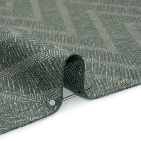 Recycled Polyester and Cotton Drapery Twill Woven - Kingfisher Chevrons - British Imported