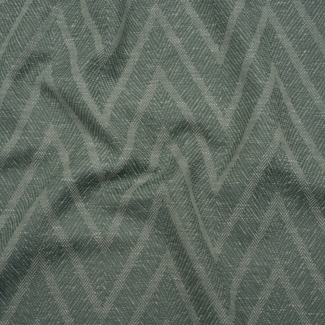 Recycled Polyester and Cotton Drapery Twill Woven - Kingfisher Chevrons - British Imported
