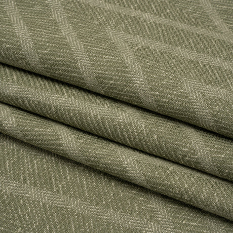 Recycled Polyester and Cotton Drapery Twill Woven - Moss Chevrons - British Imported