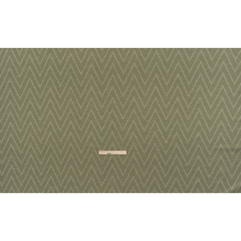 Recycled Polyester and Cotton Drapery Twill Woven - Moss Chevrons - British Imported
