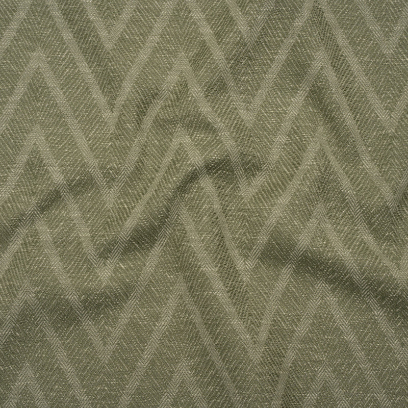 Recycled Polyester and Cotton Drapery Twill Woven - Moss Chevrons - British Imported