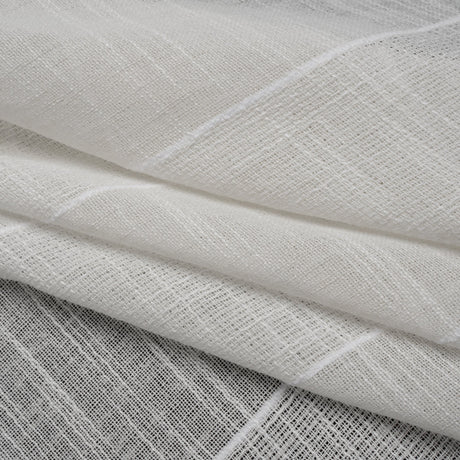 Textured Open Weave Double Wide Drapery Sheers Fabric - Oyster Tactile Stripes - British Imported