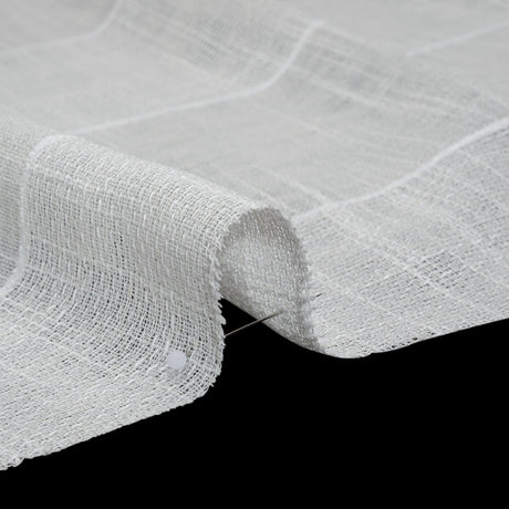 Textured Open Weave Double Wide Drapery Sheers Fabric - Oyster Tactile Stripes - British Imported