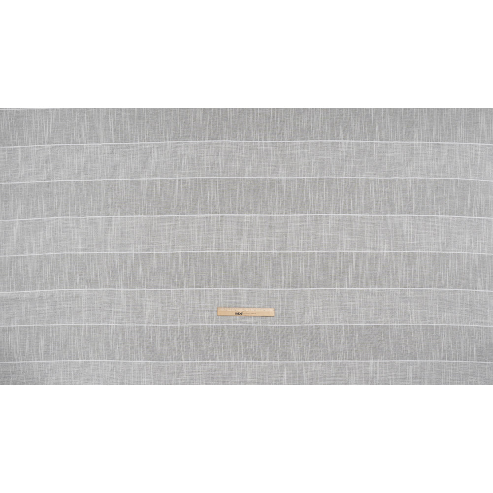 Textured Open Weave Double Wide Drapery Sheers Fabric - Oyster Tactile Stripes - British Imported