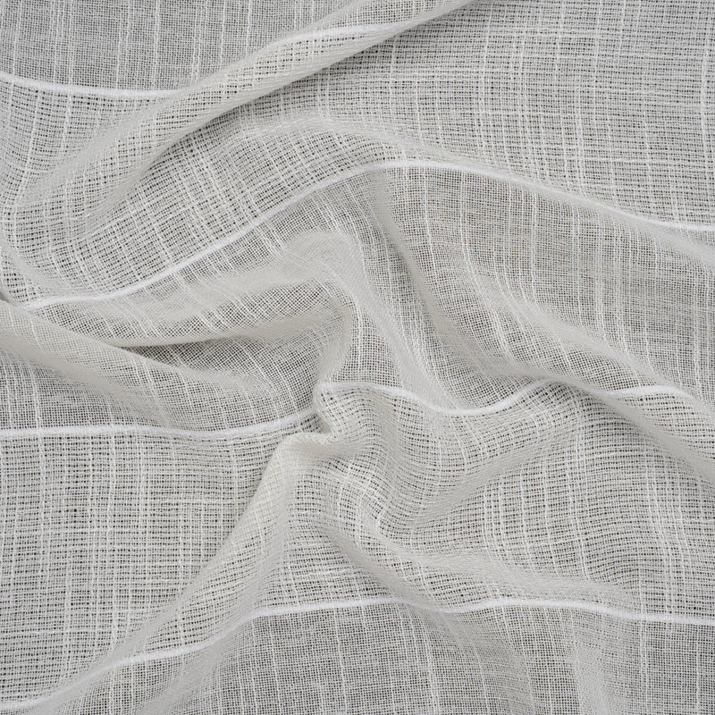 Textured Open Weave Double Wide Drapery Sheers Fabric - Oyster Tactile Stripes - British Imported