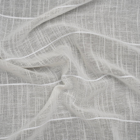Textured Open Weave Double Wide Drapery Sheers Fabric - Oyster Tactile Stripes - British Imported