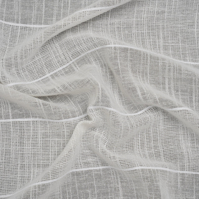 Textured Open Weave Double Wide Drapery Sheers Fabric - Oyster Tactile Stripes - British Imported