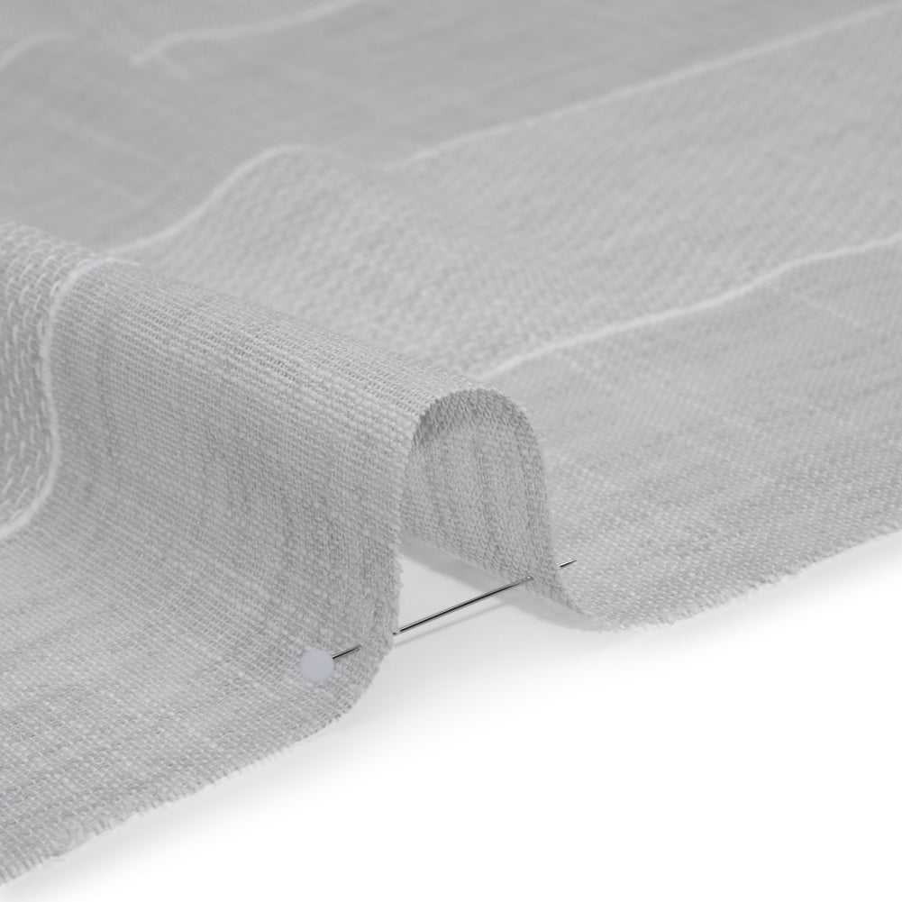 Textured Open Weave Double Wide Drapery Sheers Fabric - Pebble Tactile Stripes - British Imported