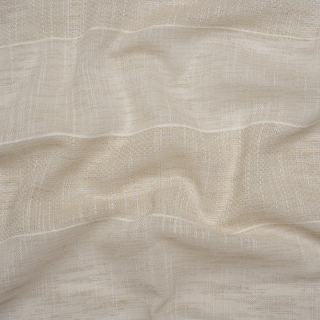 Textured Open Weave Double Wide Drapery Sheers Fabric - Sand Tactile Stripes - British Imported