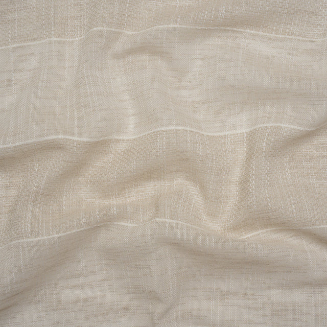 Textured Open Weave Double Wide Drapery Sheers Fabric - Sand Tactile Stripes - British Imported