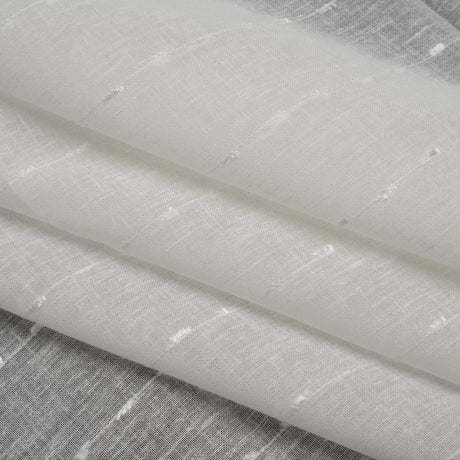 Slubbed Double Wide Drapery Sheers Fabric - Chalk Eyelash Fringe Dot Stripes - British Imported
