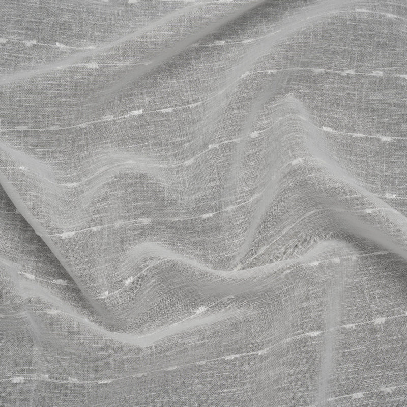 Slubbed Double Wide Drapery Sheers Fabric - Chalk Eyelash Fringe Dot Stripes - British Imported