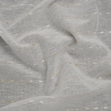 Slubbed Double Wide Drapery Sheers Fabric - Sand Eyelash Fringe Dot Stripes - British Imported