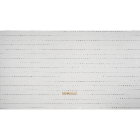 Slubbed Double Wide Drapery Sheers Fabric - Stone Eyelash Fringe Dot Stripes - British Imported