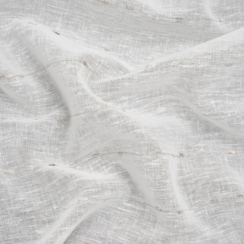 Slubbed Double Wide Drapery Sheers Fabric - Stone Eyelash Fringe Dot Stripes - British Imported