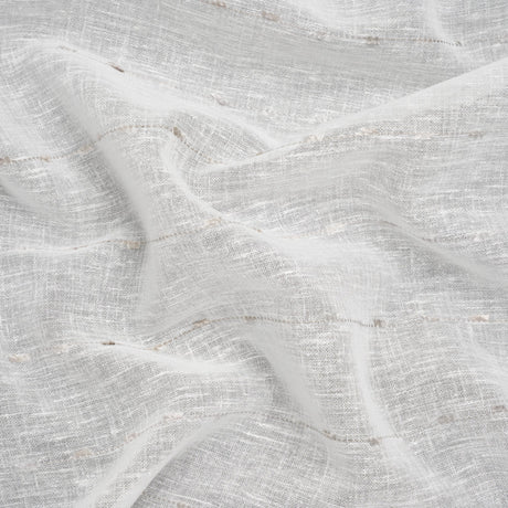 Slubbed Double Wide Drapery Sheers Fabric - Stone Eyelash Fringe Dot Stripes - British Imported